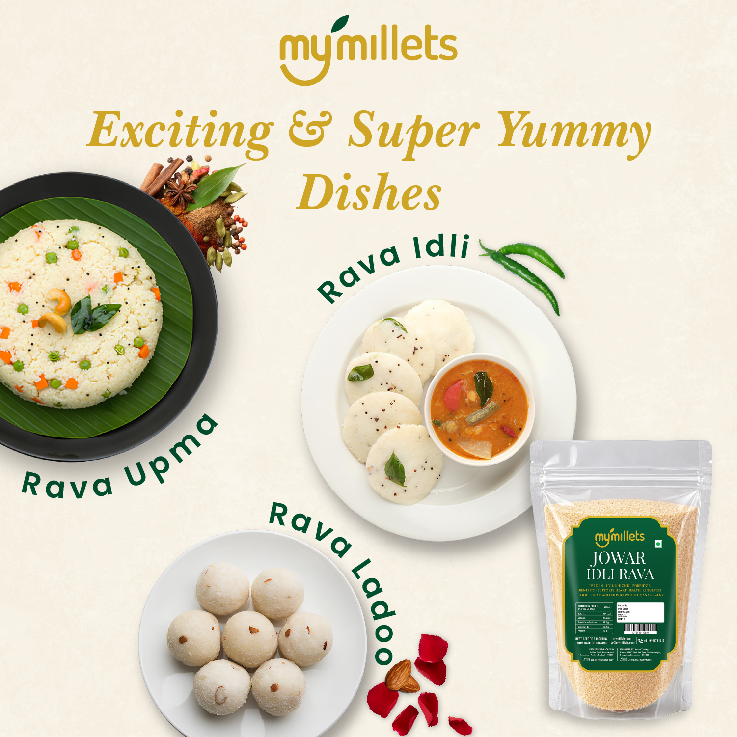 Jowar Idli & Upma Rava 400g | Gluten-Free Millet Rava for Soft Idli Batter or Upma