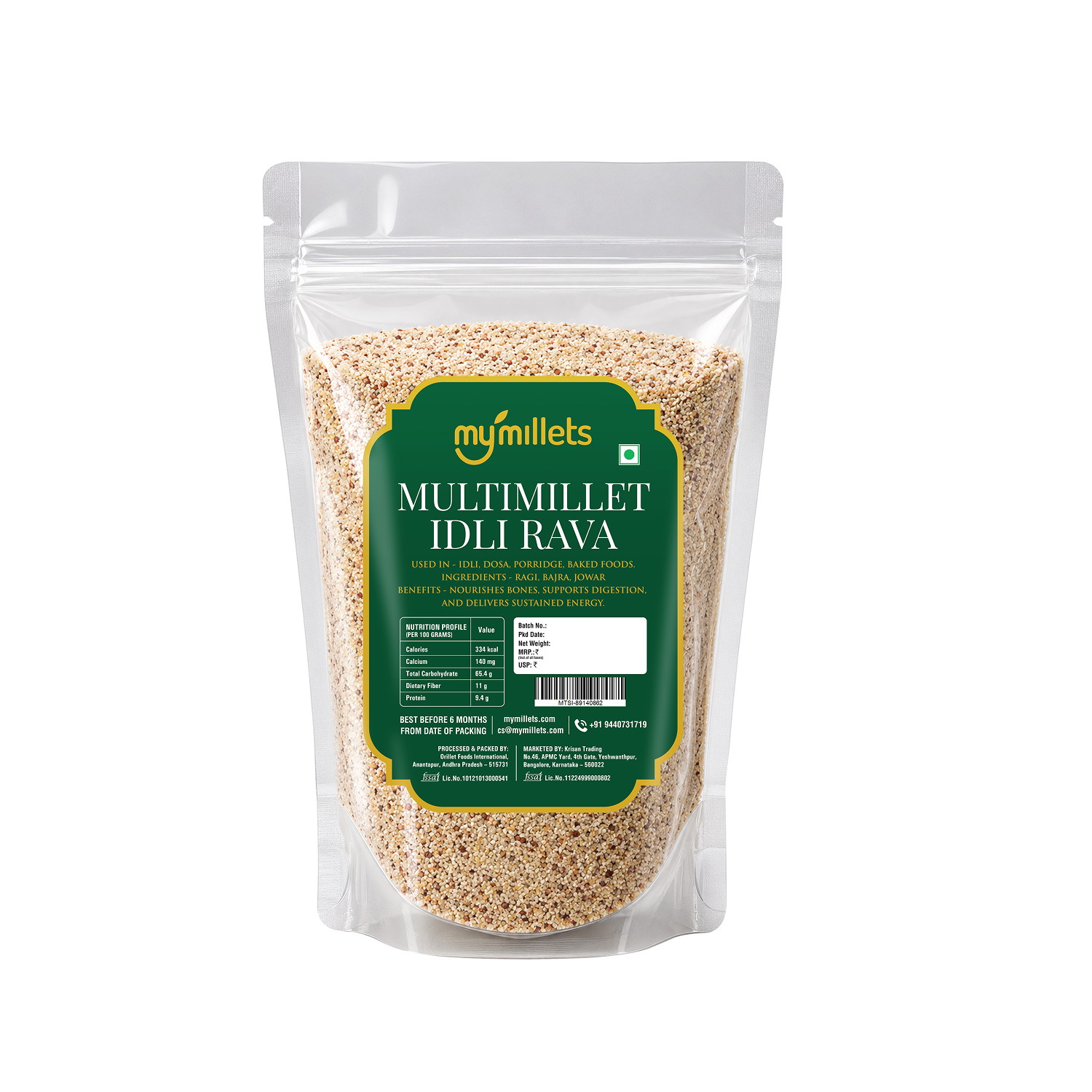 Multimillet Idli & Upma Rava 400g | Mixed Millet Gluten-Free Rava for Idli & Upma