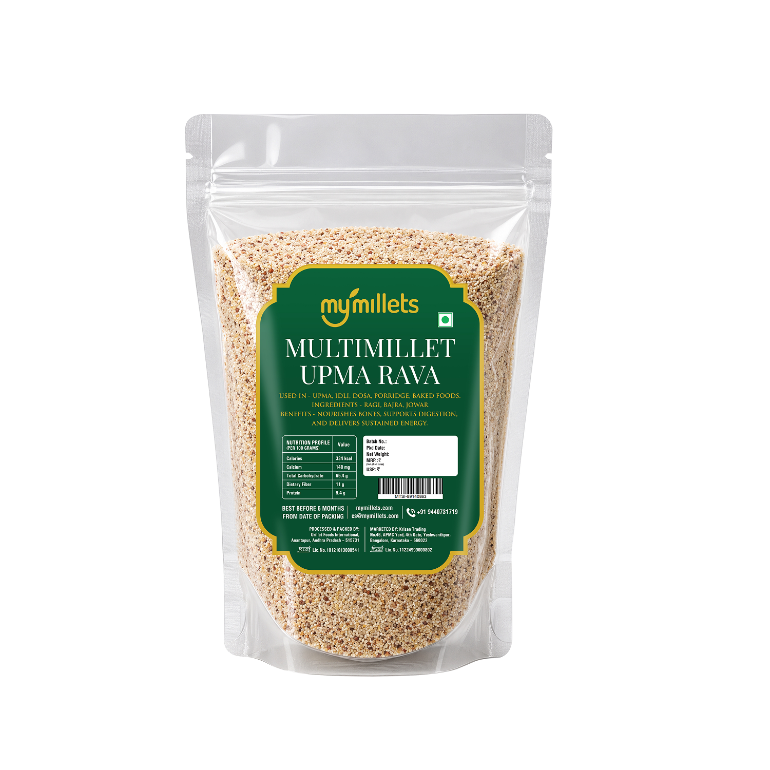 Multimillet Idli & Upma Rava 400g | Mixed Millet Gluten-Free Rava for Idli & Upma