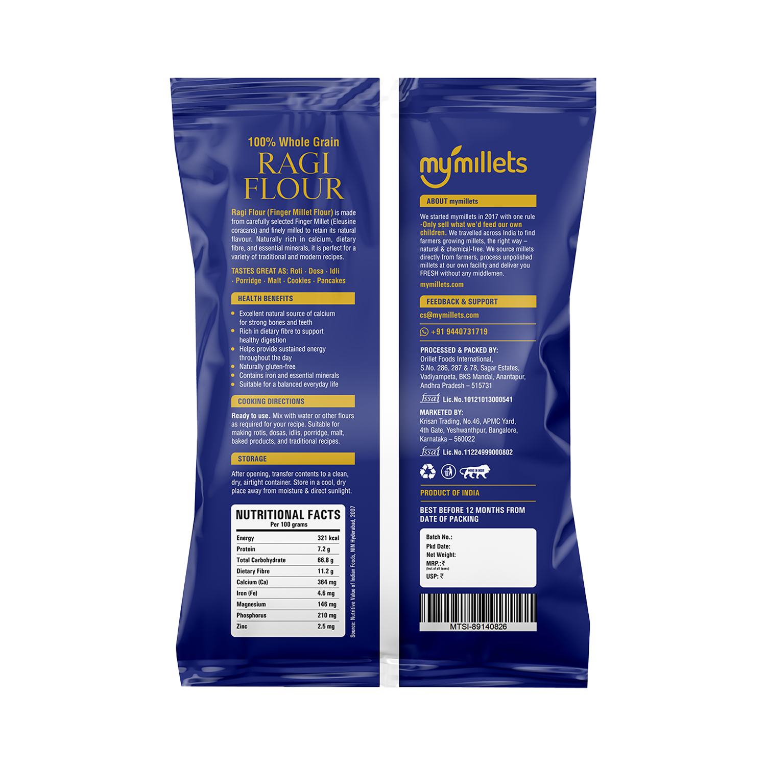 Ragi Flour 750g | Finger Millet Flour | Gluten-Free & High Calcium